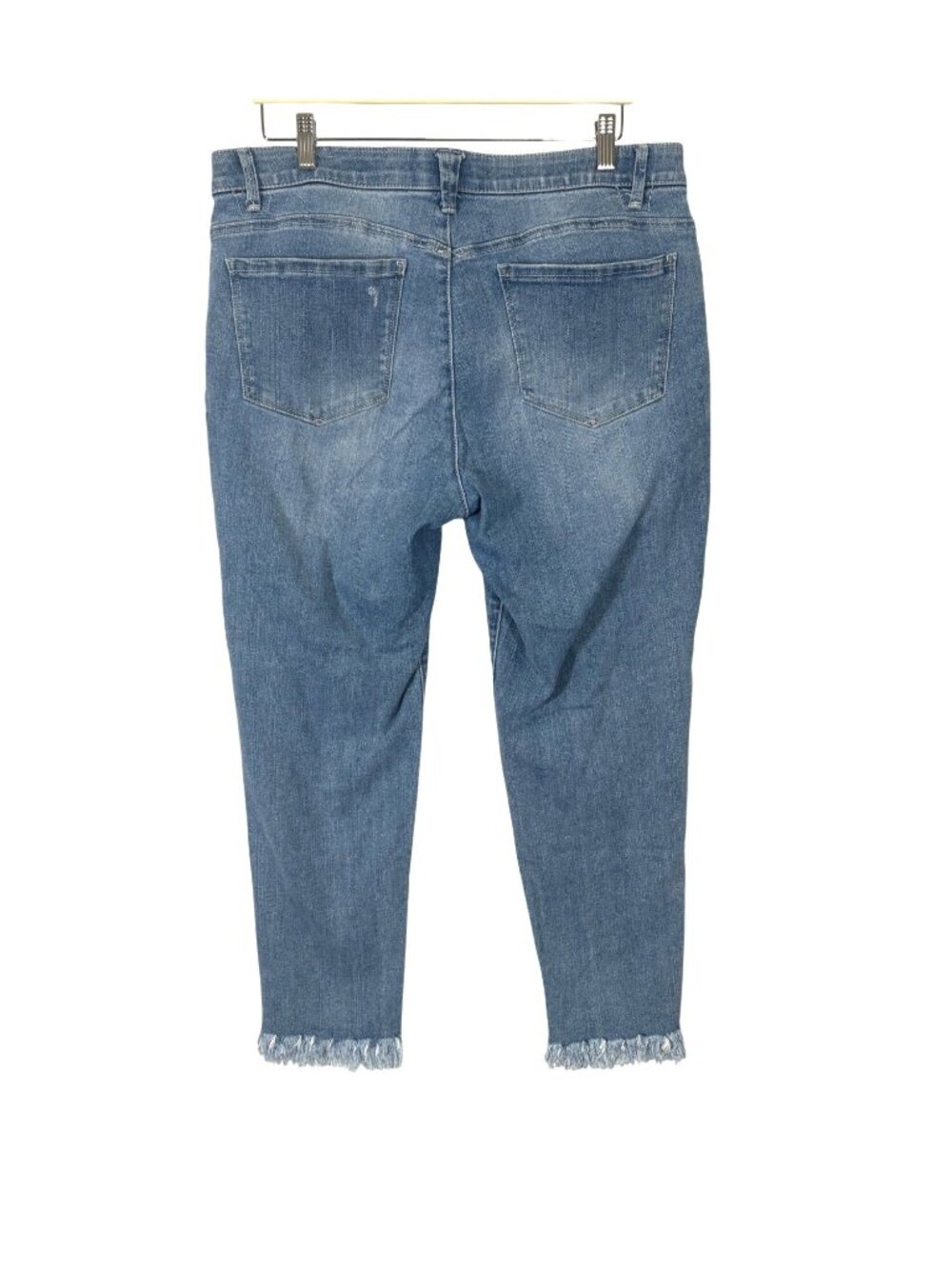Democracy Ab Solution Distressed Crop Frayed Hem Jeans Size 14 - Picture 2 of 8